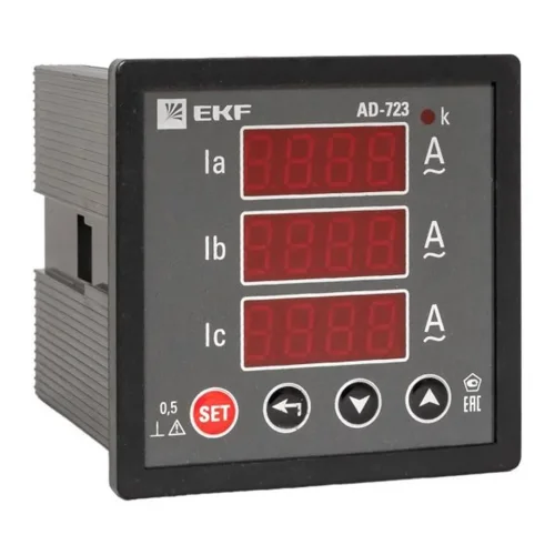 Амперметр цифровой AD-723 3ф на панель 72х72 EKF ad-723 - фото