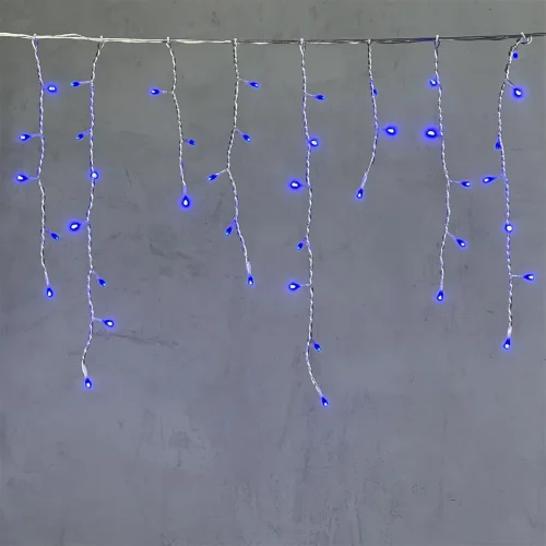 Гирлянда Бахрома 3 x 0,5 м Синяя 220В, 150 LED, Провод Прозрачный Силикон, IP65. Фото 3.