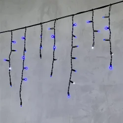 Гирлянда Бахрома 3,1 x 0,5 м Синяя с Мерцанием Белого Диода 220В, 120 LED, Провод Черный Каучук, IP65