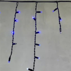 Гирлянда Бахрома 3,1 x 0,5 м Синяя с Мерцанием Белого Диода 220В, 120 LED, Провод Черный Каучук, IP65