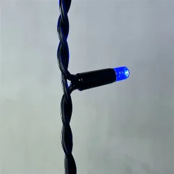 Гирлянда Бахрома 3,1 x 0,5 м Синяя с Мерцанием Белого Диода 220В, 120 LED, Провод Черный Каучук, IP65