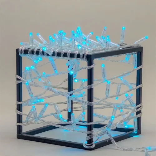 Гирлянда Нить с Колпачком 10м Небесно-Голубая 24В, 100 LED, Провод Прозрачный ПВХ, IP65. Фото 2.