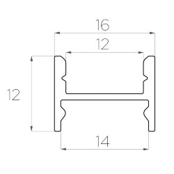 Профиль накладной алюминиевый LC-LPS-1216-2 Anod