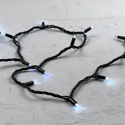 Гирлянда Нить 10м Белая с Мерцанием Белого Диода 220В, 75 LED, Провод Черный Каучук, IP65