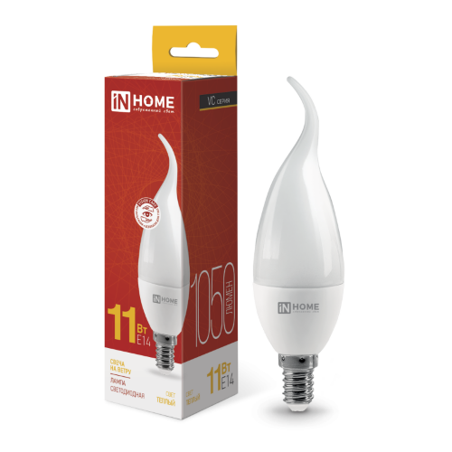 Лампа светодиодная LED-СВЕЧА НА ВЕТРУ-VC 11Вт 230В Е14 3000К 1050Лм IN HOME - Фото