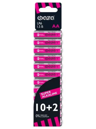 Элемент питания алкалиновый AA/LR6 1.5В Super Alkaline SBL-10+2 (уп.12шт) ФАZА 2854582 - фото