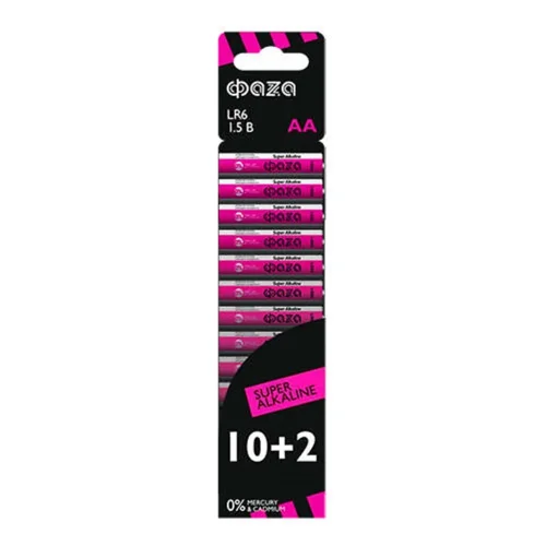 Элемент питания алкалиновый AA/LR6 1.5В Super Alkaline SBL-10+2 (уп.12шт) ФАZА 2854582 - фото 2