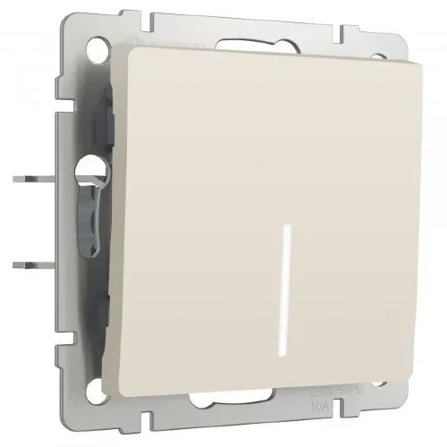 Выключатель одноклавишный с подсветкой (айвори матовый) W1110162 - фото