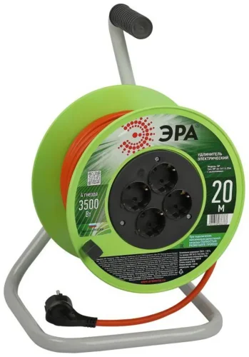 Удлинитель на катушке 4х20м с заземл. RP-4e-3x1.5-20m ПВС 3х1.5 Эра Б0056101 - фото