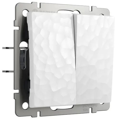 Выключатель двухклавишный проходной (Hammer белый) W1222001 - фото