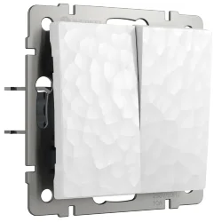 Выключатель двухклавишный проходной (Hammer белый) W1222001