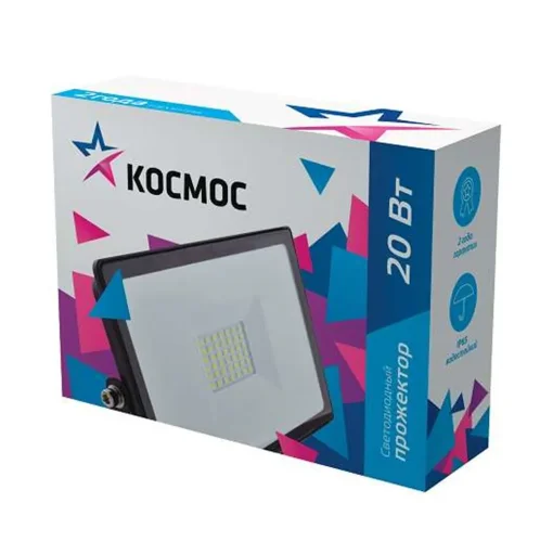 Прожектор светодиодный 20Вт 6500К IP65 1600лм КОСМОС K_PR5_LED_20 - фото 2