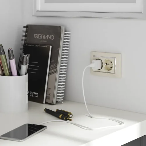 Рамка из поликарбоната для двойной розетки Snabb слоновая кость/хром W0081903 - фото 2