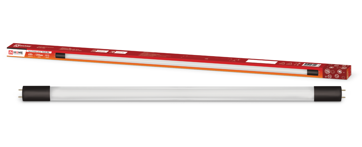 Лампа бактерицидная T8-UV-PRO 40Вт 230В G13 1200мм прозрачная IN HOME - Фото