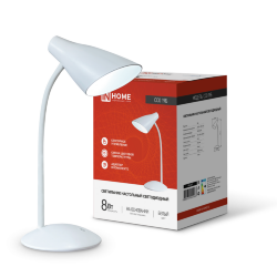 Светильник настольный светодиодный SIMPLE ССО-19Б 8Вт 6500К 480Лм сенсор, с адаптером БЕЛЫЙ IN HOME