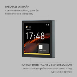 Панель управления умным домом 4? (Wi-Fi / Zigbee / Bluetooth, Tuya / Smart Life), алюминий + закалённое стекло, цвет чёрный, Denkirs DK7405-BK