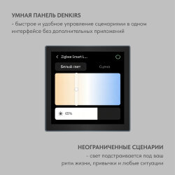 Панель управления умным домом 4? (Wi-Fi / Zigbee / Bluetooth, Tuya / Smart Life), алюминий + закалённое стекло, цвет чёрный, Denkirs DK7405-BK