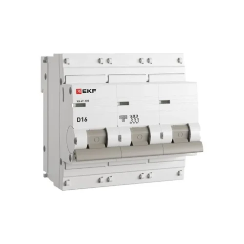 Выключатель автоматический модульный 3п D 16А 10кА ВА 47-100 PROxima EKF mcb47100-3-16D-pro - фото