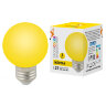 LED-G60-3W-YELLOW-E27-FR-С Лампа декоративная светодиодная, Форма шар, матовая, Цвет желтый, Картон. - фото 1