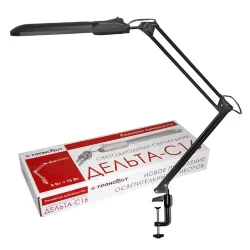 Настольный светильник на струбцине Дельта С16 | LED, 8Вт/4000К | Чёрный, металлическая струбцина | - ТРАНСВИТ