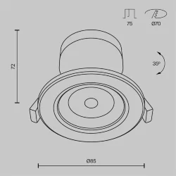 Встраиваемый светильник Phill 4000K 1x9Вт 36° (Белый)