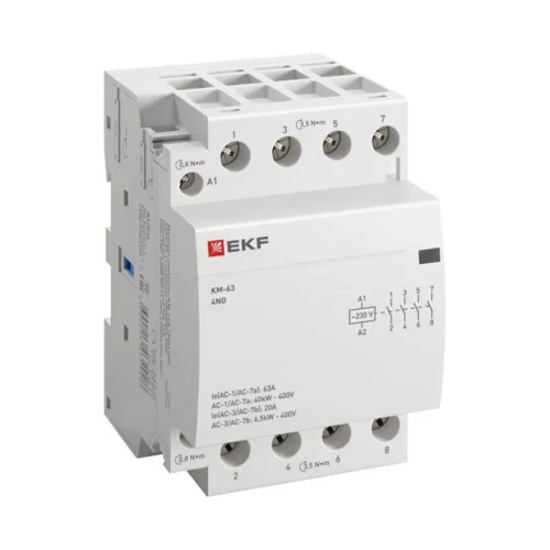Контактор модульный КМ 63А 4NО 3 мод. 184-253В EKF km-3-63-40 - фото