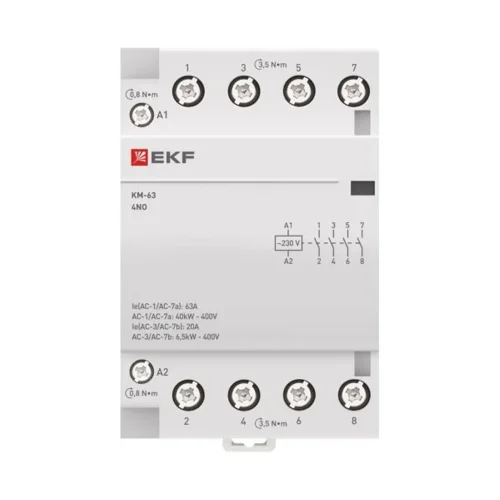 Контактор модульный КМ 63А 4NО 3 мод. 184-253В EKF km-3-63-40 - фото 3