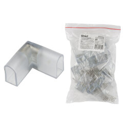 UTC-K-24-N22 CLEAR 010 POLYBAG Соединитель контактный L-образный для светодиодных лент ULS-N22 RGB NEON 220В, 10x18мм, 4 контакта, Цвет прозрачный, 10 штук в пакете, TM Uniel