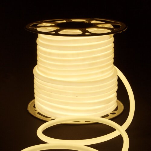 Светодиодный гибкий неон 220&nbsp;В 9.6&nbsp;Вт/м 144 Led/м 2835 IP67, круглый дневной белый 4200 K, 50 м - Фото 2