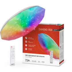 Светильник светодиодный COMFORT DIAMOND-RGB 75Вт 230В 3000-6500K 6000Лм 500x105мм с пультом ДУ IN HOME
