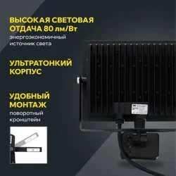 Прожектор светодиодный СДО 06-50Д 6500К IP54 с ДД черн. IEK LPDO602-50-65-K02