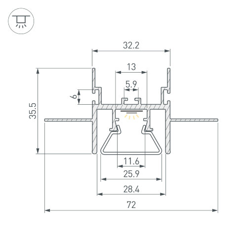 Профиль с экраном STRETCH-CEIL-CENTER-S-1000 (Arlight, Алюминий) - фото 3