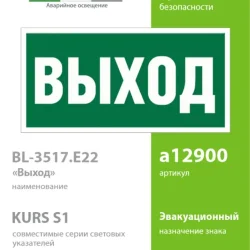 Пластина BL-3517.E22 'Выход' Белый свет a12900