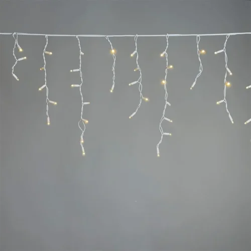 Гирлянда Бахрома 3,1 x 0,5 м Тепло-Белая 220В, 120 LED, Провод Белый Каучук 2,3мм, IP65. Фото 1.