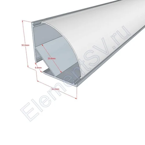 Алюминиевый профиль 880 (2000х30х30мм с рассеивателем) - фото 3.