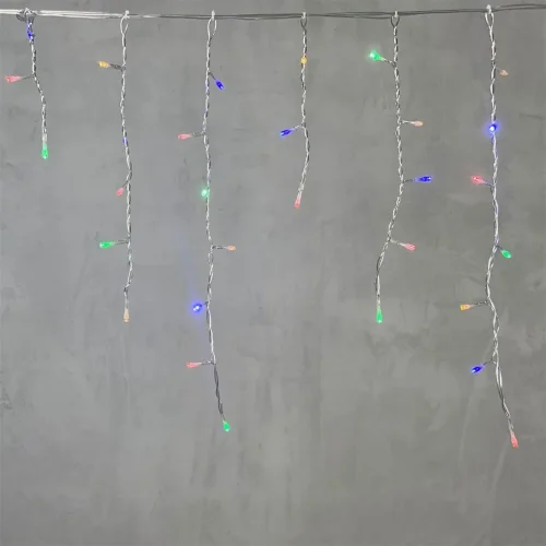 Гирлянда Бахрома 3,1 x 0,5 м Разноцветная 220В, 150 LED, Провод Прозрачный ПВХ, IP54. Фото 2.