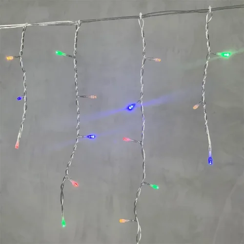 Гирлянда Бахрома 3,1 x 0,5 м Разноцветная 220В, 150 LED, Провод Прозрачный ПВХ, IP54. Фото 3.