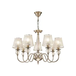 Серия в классическом стиле. Главное украшение светильников Inessa – декоративные элементы арматуры из прозрачного стекла коньячного оттенка. Абажуры выполнены из органзы и обрамлены тесьмой в цвет арматуры, сделанной из металла. Широкая линейка позволит о