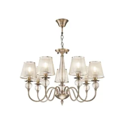 Серия в классическом стиле. Главное украшение светильников Inessa – декоративные элементы арматуры из прозрачного стекла коньячного оттенка. Абажуры выполнены из органзы и обрамлены тесьмой в цвет арматуры, сделанной из металла. Широкая линейка позволит о