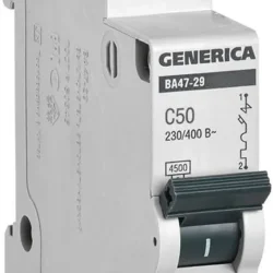 Выключатель автоматический модульный 1п C 50А 4.5кА ВА47-29 GENERICA MVA25-1-050-C