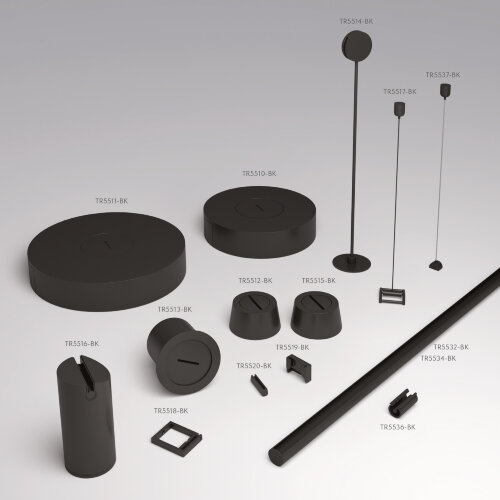 TR5536-BK Крепление-зажим для трека-ремня Belty на штанге Rod, IP20, черный, пластик. Фото 4