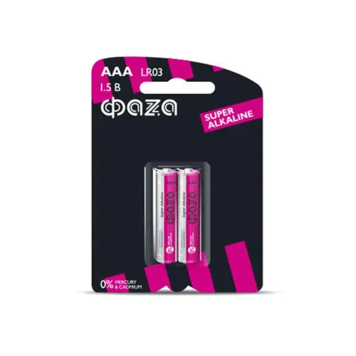 Элемент питания алкалиновый AAA/LR03 1.5В Super Alkaline BL-2 (уп.2шт) ФАZА 2858474 - фото