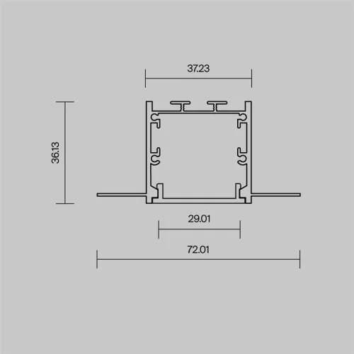 Алюминиевый профиль встраиваемый скрытого монтажа 72x36 (Серебро, 2 м), ALM-7236T-S-2M 636010 (Серебро) - фото 5