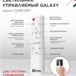 Светильник светодиодный COMFORT GALAXY 75Вт 230В 3000-6500K 6000Лм 565x80мм с пультом ДУ IN HOME
