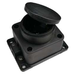 Розетка одинарная с заземлением каучук с заглушкой 16А IP44 черная 9321 IN HOME