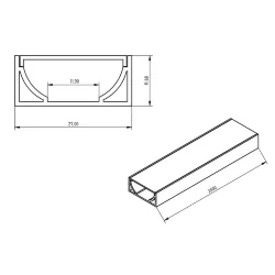 Алюминиевый профиль 762 (1940x27x11.6мм с рассеивателем)