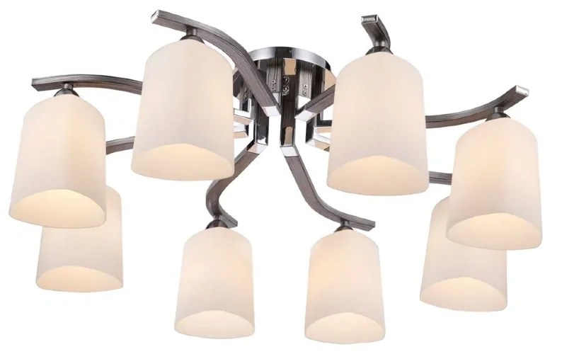 Серия в современном стиле. Каркас светильников выполнен из металла, плафоны - из белого матового стекла. Компактная высота светильников Sol позволяет использовать их в помещениях с небольшой высотой. (Хром) - фото