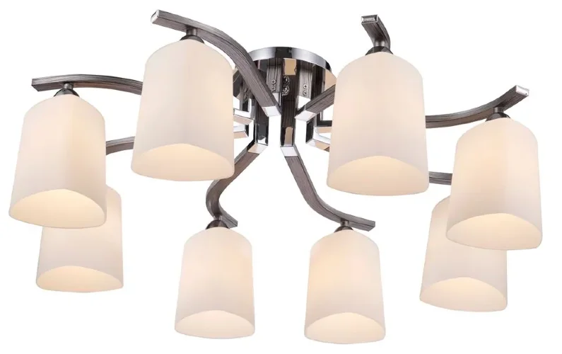 Серия в современном стиле. Каркас светильников выполнен из металла, плафоны - из белого матового стекла. Компактная высота светильников Sol позволяет использовать их в помещениях с небольшой высотой. (Хром) - фото 2