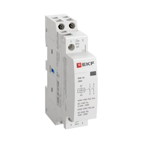 Контактор модульный КМ 16А 2NО (1 мод.) EKF km-1-16-20 - фото