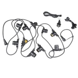 UDL-K121 10-E27-5M 5C IP65 BLACK BELT-LIGHT Гирлянда Белт-лайт, 5 м + 1.5м сетевой шнур, 10 патронов E27, шаг 50см, 5 заглушек, Чёрная.